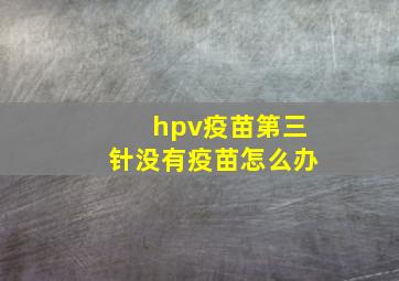 hpv疫苗第三针没有疫苗怎么办