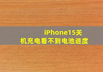 iPhone15关机充电看不到电池进度