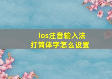 ios注音输入法打简体字怎么设置