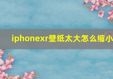 iphonexr壁纸太大怎么缩小