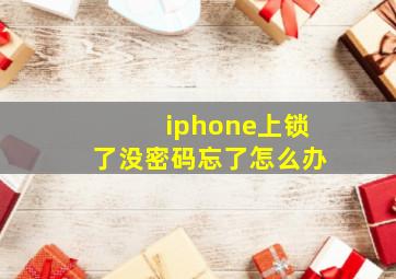 iphone上锁了没密码忘了怎么办