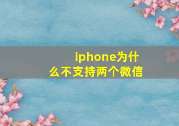 iphone为什么不支持两个微信