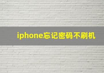 iphone忘记密码不刷机