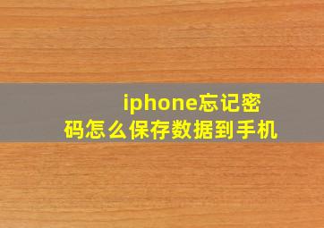 iphone忘记密码怎么保存数据到手机