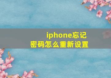 iphone忘记密码怎么重新设置