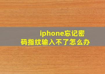 iphone忘记密码指纹输入不了怎么办