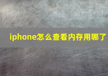 iphone怎么查看内存用哪了