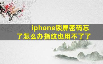 iphone锁屏密码忘了怎么办指纹也用不了了