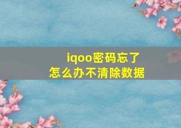 iqoo密码忘了怎么办不清除数据