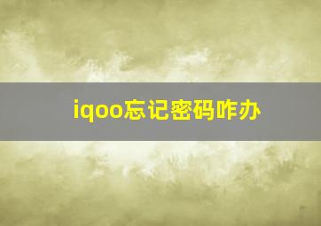 iqoo忘记密码咋办