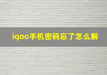 iqoo手机密码忘了怎么解