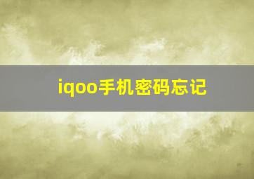 iqoo手机密码忘记