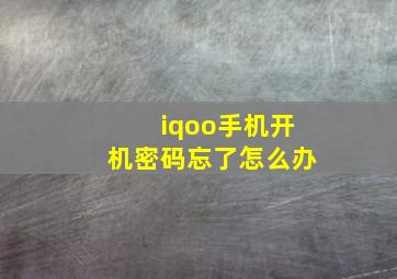 iqoo手机开机密码忘了怎么办