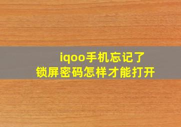 iqoo手机忘记了锁屏密码怎样才能打开