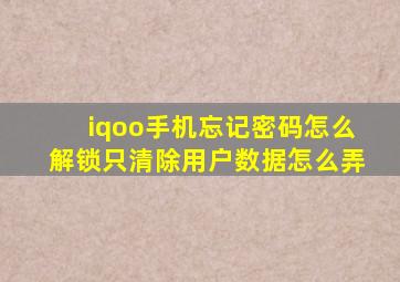 iqoo手机忘记密码怎么解锁只清除用户数据怎么弄