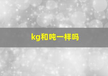 kg和吨一样吗