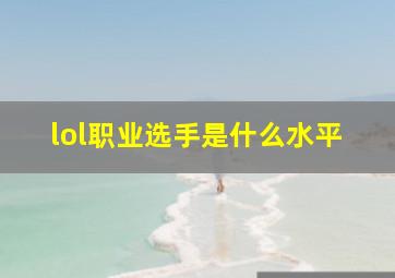 lol职业选手是什么水平