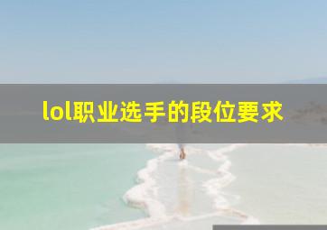 lol职业选手的段位要求