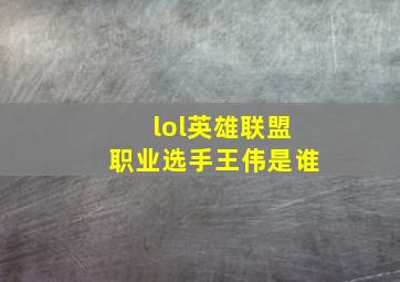 lol英雄联盟职业选手王伟是谁