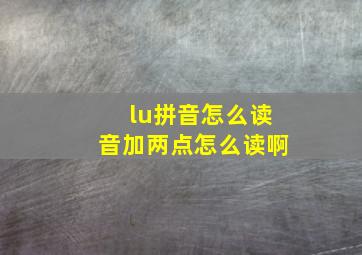 lu拼音怎么读音加两点怎么读啊