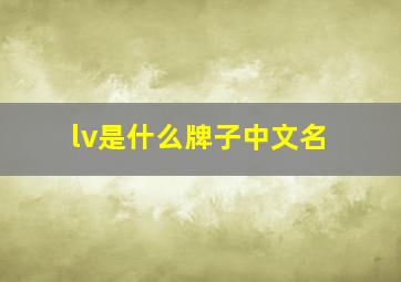 lv是什么牌子中文名