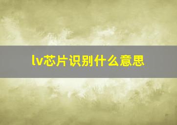 lv芯片识别什么意思