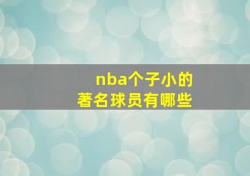 nba个子小的著名球员有哪些