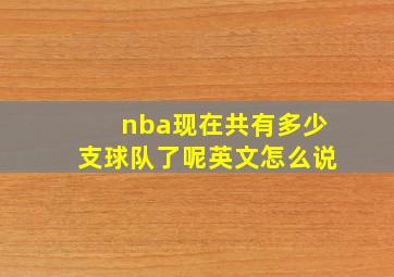 nba现在共有多少支球队了呢英文怎么说