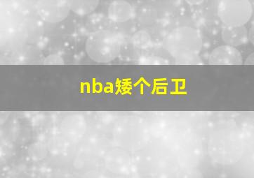 nba矮个后卫