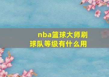 nba篮球大师刷球队等级有什么用