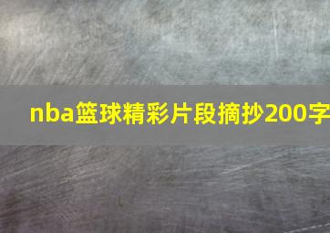 nba篮球精彩片段摘抄200字