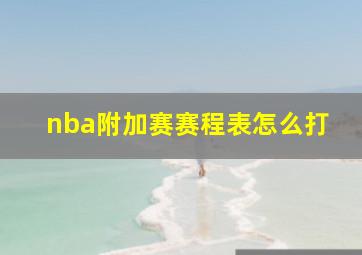 nba附加赛赛程表怎么打