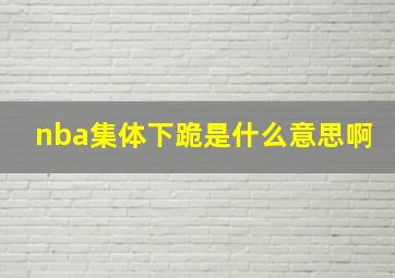 nba集体下跪是什么意思啊