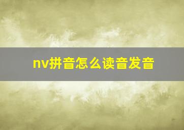 nv拼音怎么读音发音