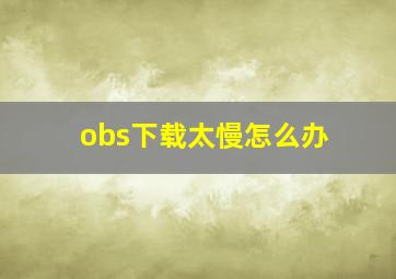 obs下载太慢怎么办