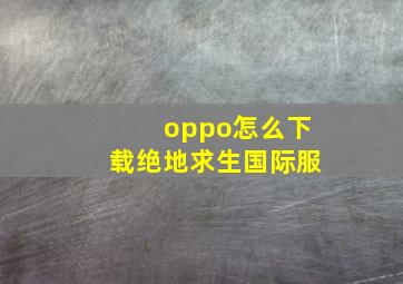 oppo怎么下载绝地求生国际服