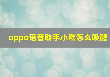 oppo语音助手小欧怎么唤醒