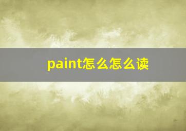 paint怎么怎么读