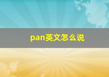 pan英文怎么说