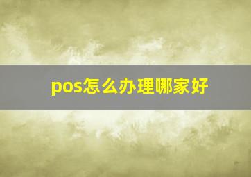 pos怎么办理哪家好