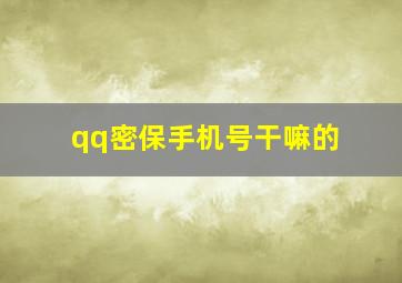 qq密保手机号干嘛的