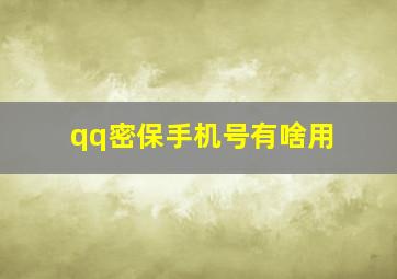 qq密保手机号有啥用