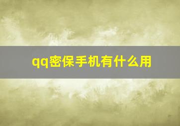 qq密保手机有什么用