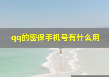 qq的密保手机号有什么用