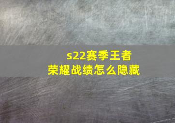 s22赛季王者荣耀战绩怎么隐藏