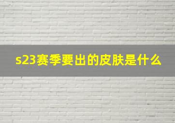 s23赛季要出的皮肤是什么