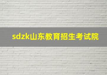 sdzk山东教育招生考试院