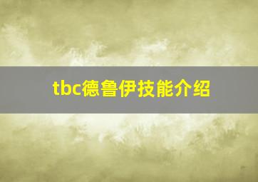 tbc德鲁伊技能介绍