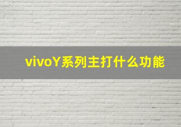 vivoY系列主打什么功能