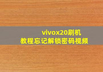 vivox20刷机教程忘记解锁密码视频